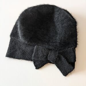 Delphine Quirin Angora Knit Beanie with Bow